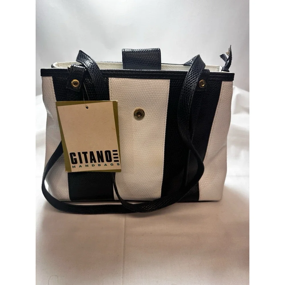 Gitano‎ Purse Handbag Tote Black White Original Tags Prime Condition 9x12